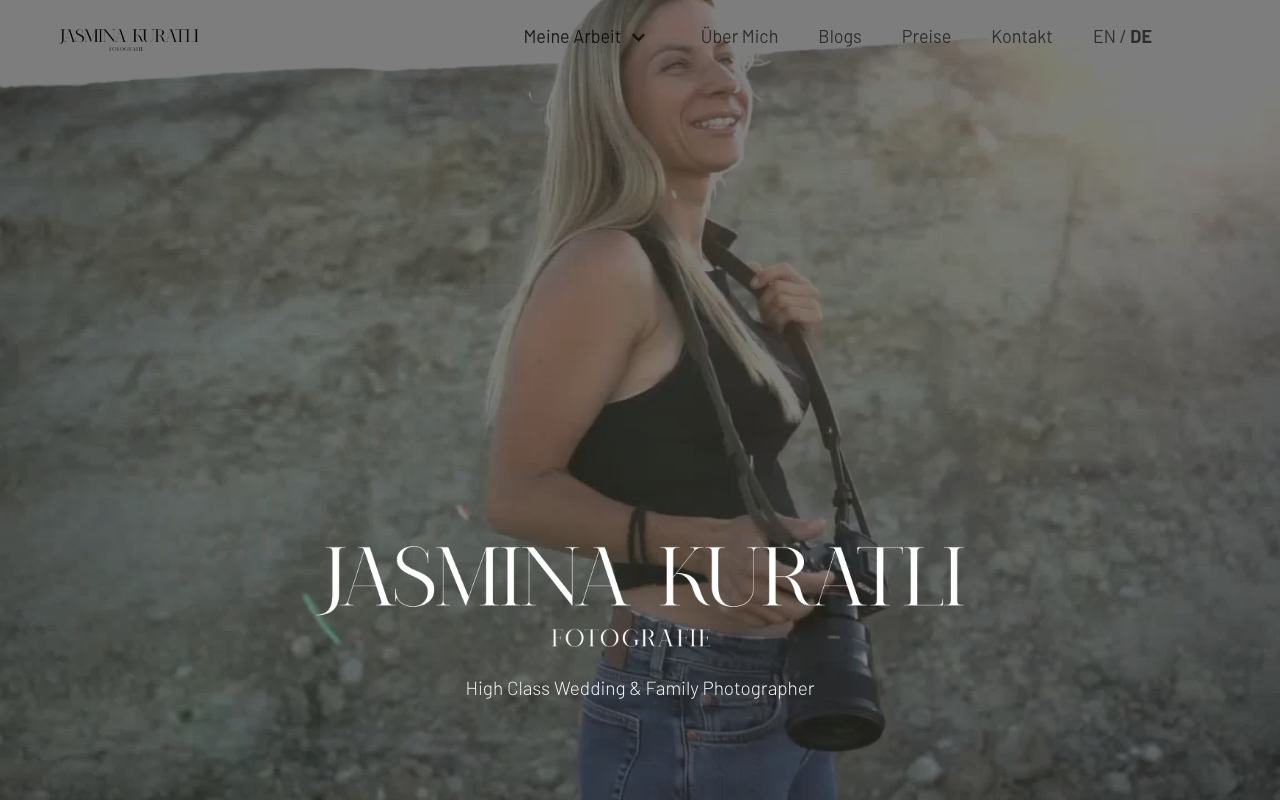 Website von Jasmina Kuratli, Hochzeitsfotografin
